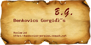 Benkovics Gorgiás névjegykártya